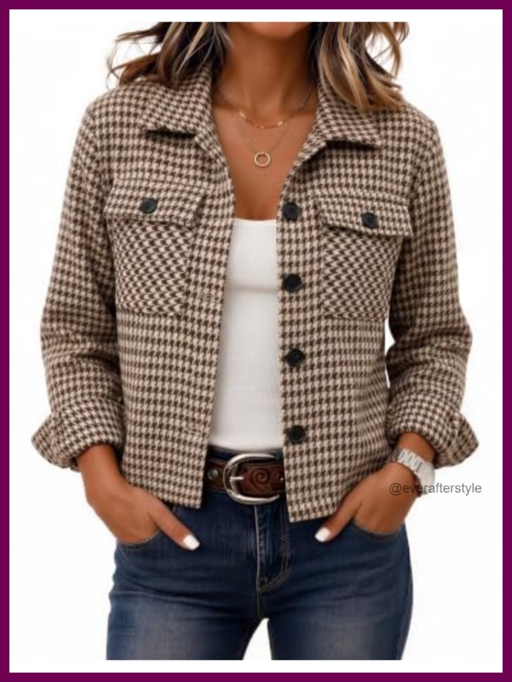 Cropped Plaid Flannel Shacket Jacket Loose Fit Fall Coat